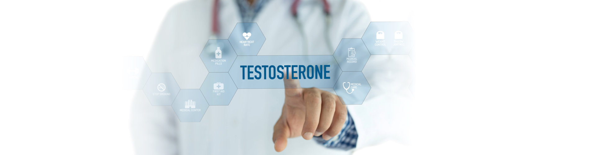 doctor touching the word testosterone